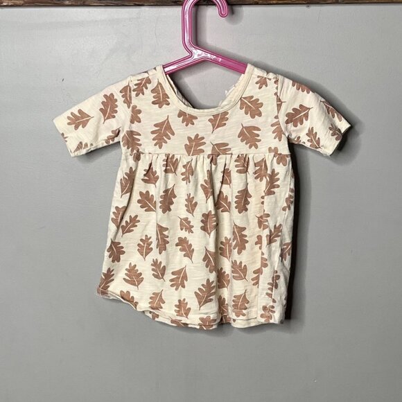 Rylee + Cru Cream with‎ Tan Leaves Dress- Size 6-12 Months - Picture 1 of 4